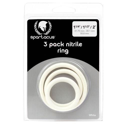 Spartacus Nitrile Cock Ring Set White Pack of 3