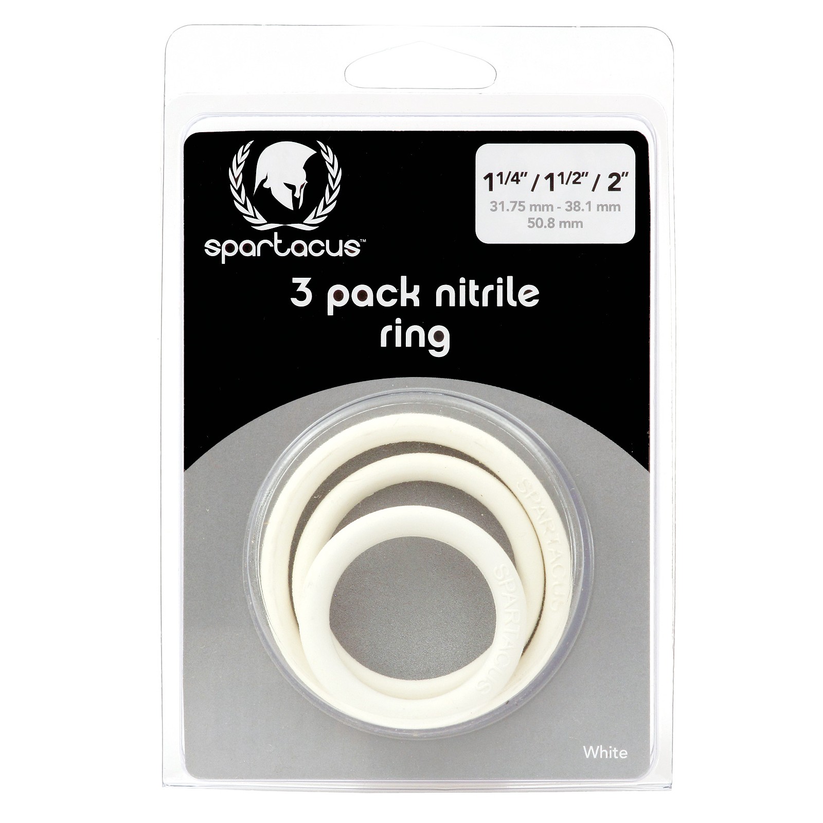 Spartacus Nitrile Cock Ring Set White Pack of 3