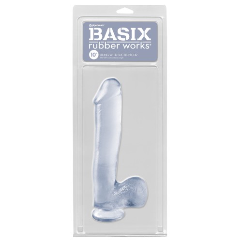 Basix Rubber Works 10 Inch Dong with Suction Cup Clear