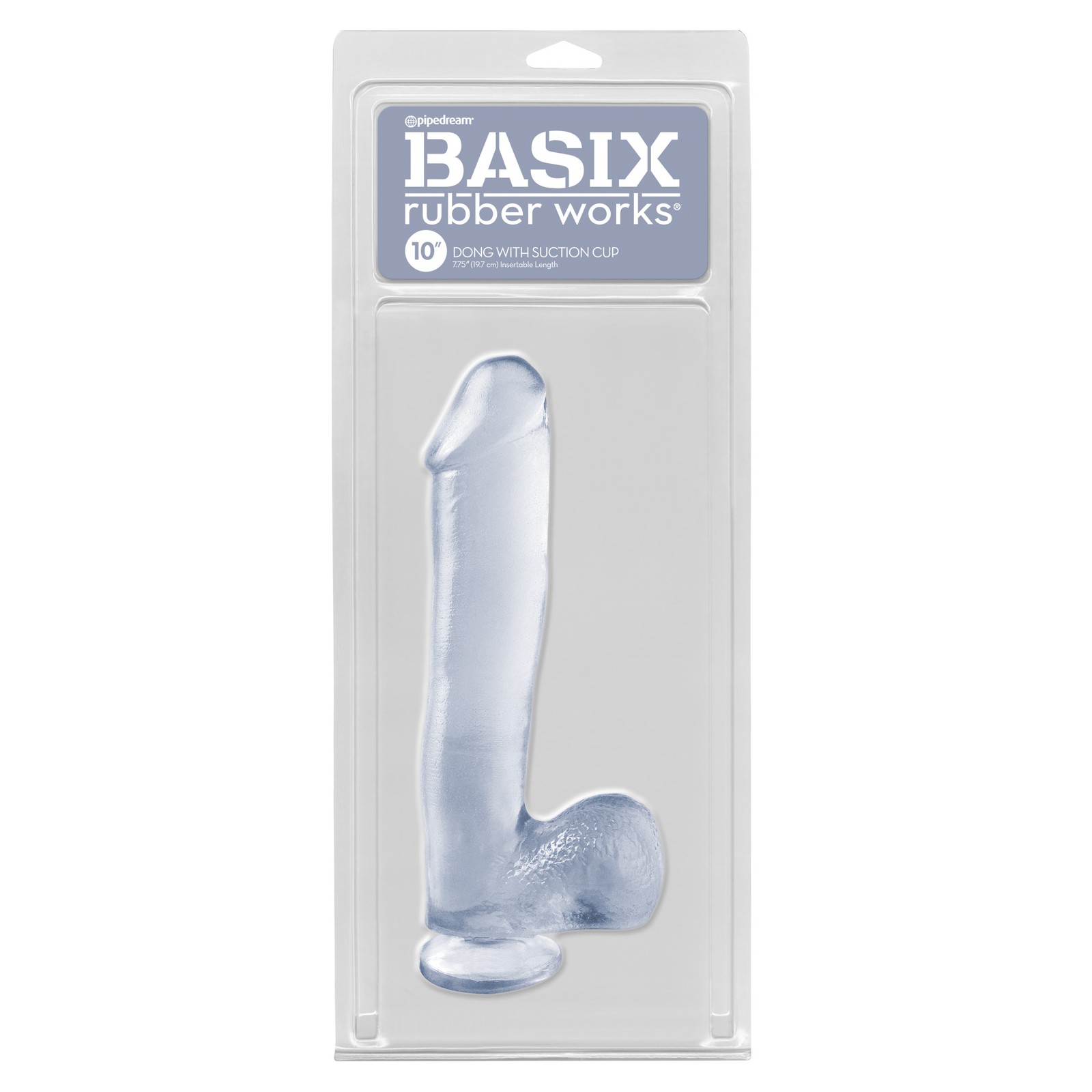 Basix Rubber Works 10 Inch Dong with Suction Cup Clear