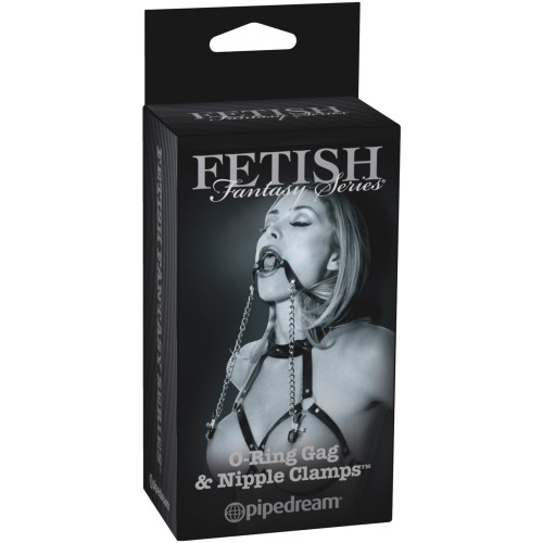 Fetish Fantasy O-Ring Gag & Nipple Clamps for Sensual Submission