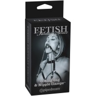 Gag en O-Ring y Pinzas para Pezones Fetish Fantasy para Sumisión Sensual