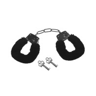 Sex & Mischief Furry Handcuffs - Black