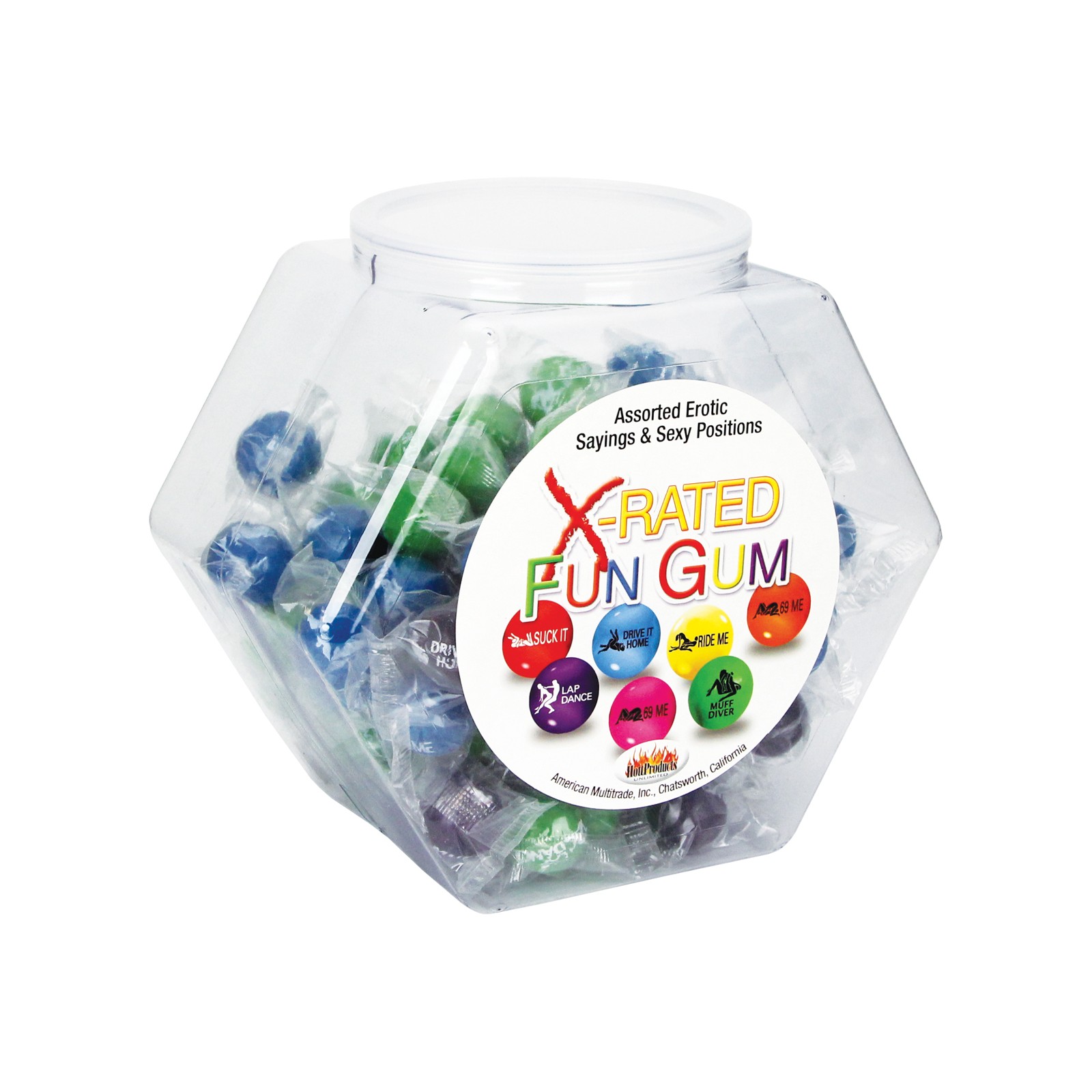 X-Rated Fun Gum Fishbowl - Assorted 90 Count