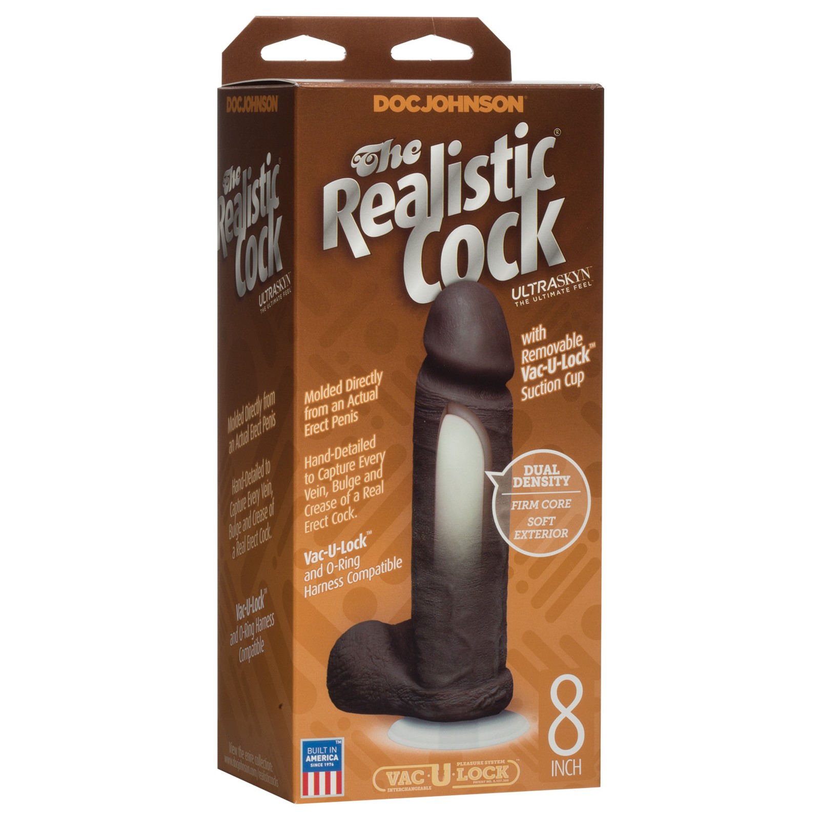 Realistic 8 Inch Ultraskyn Cock Brown