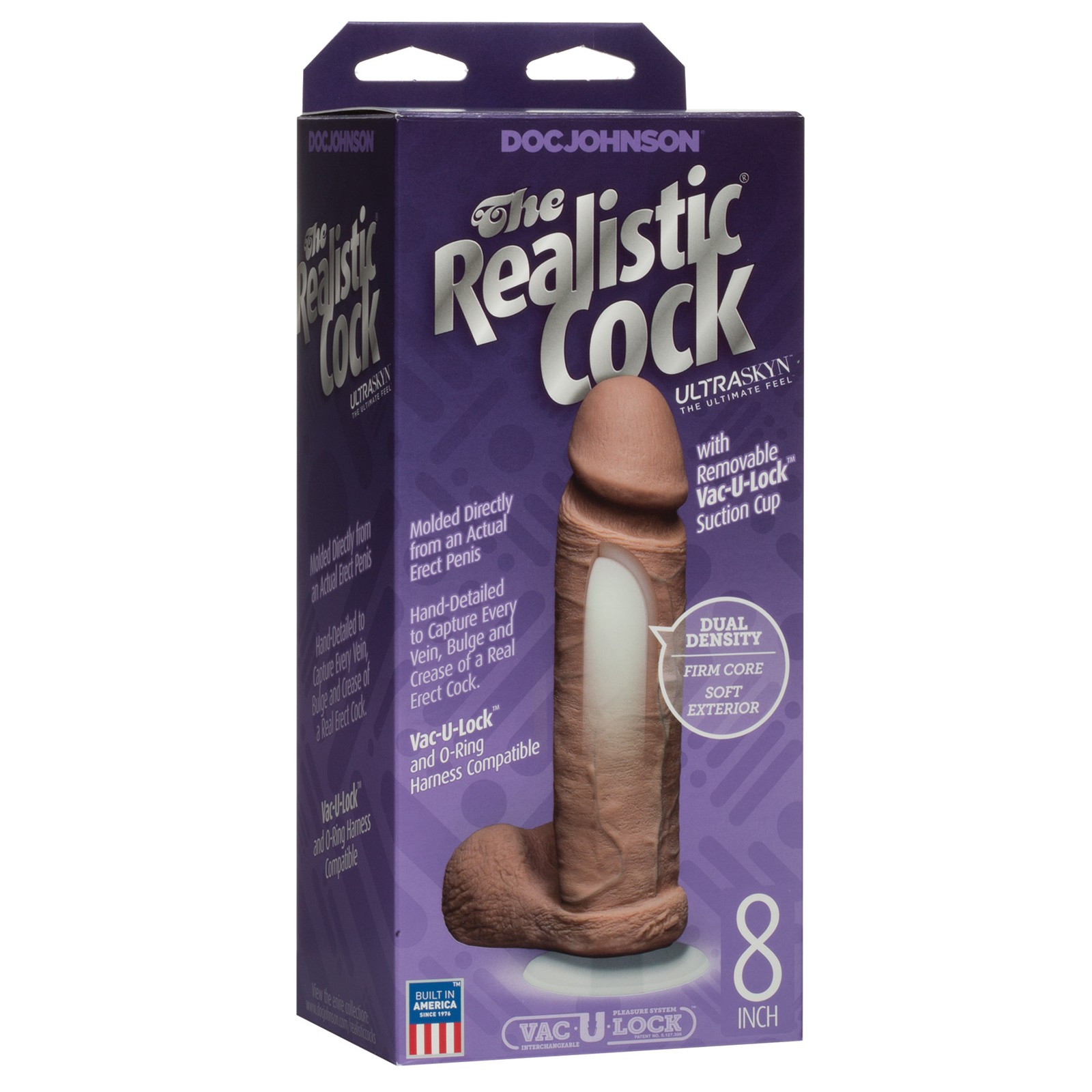 Realistic 8 Inch Ultraskyn Cock Brown