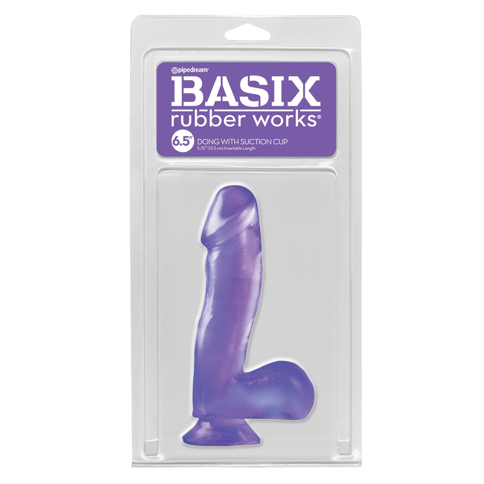 Basix Rubber Works 6.5 Inch Dong with Suction Cup Purple