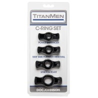 Titanmen Tools Cock Ring Set - Black - Enhance Your Pleasure