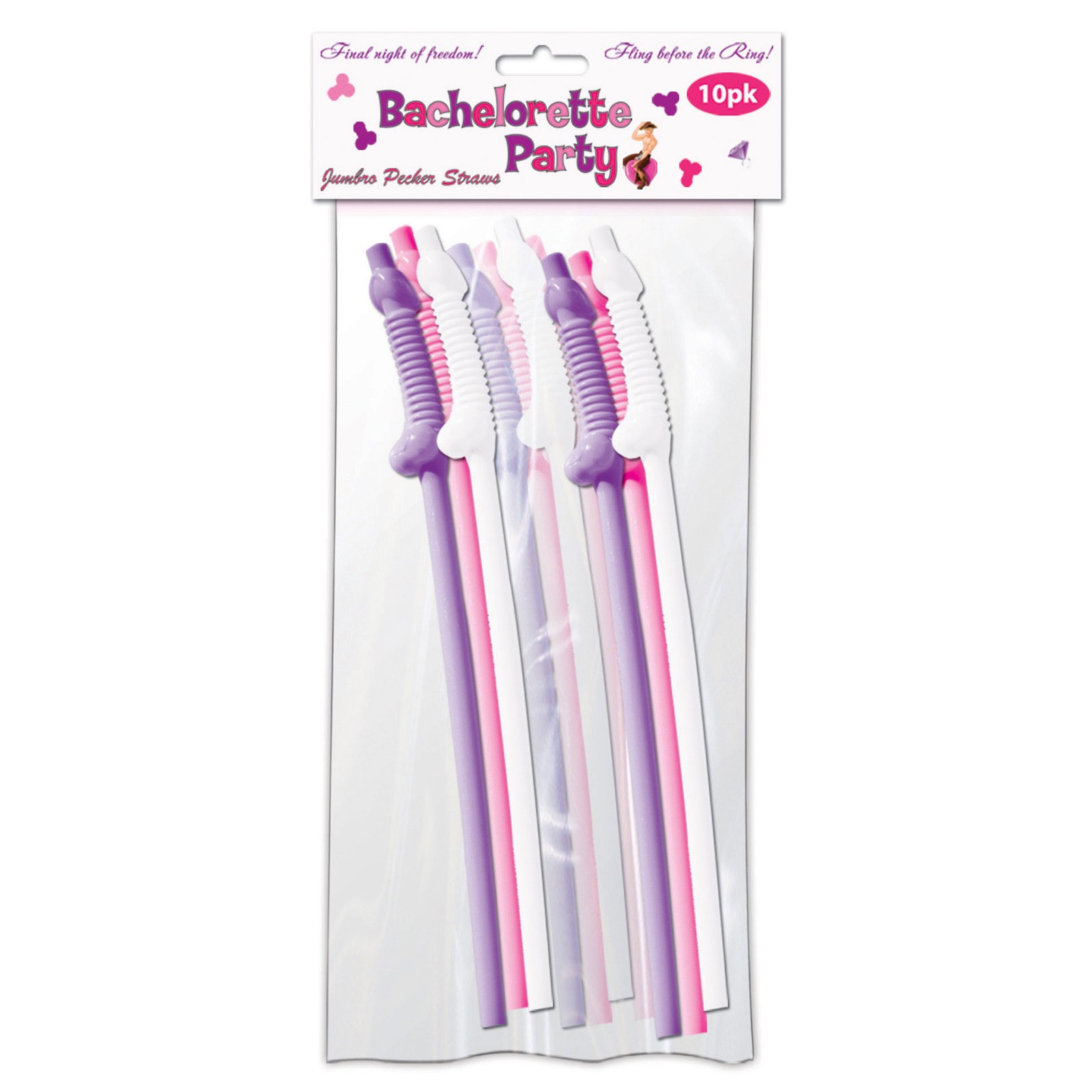 Bachelorette Party Pecker Sipping Straws - 10 Pack