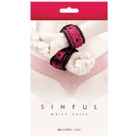 Sinful Pink Wrist Cuffs - Adjustable Restraints