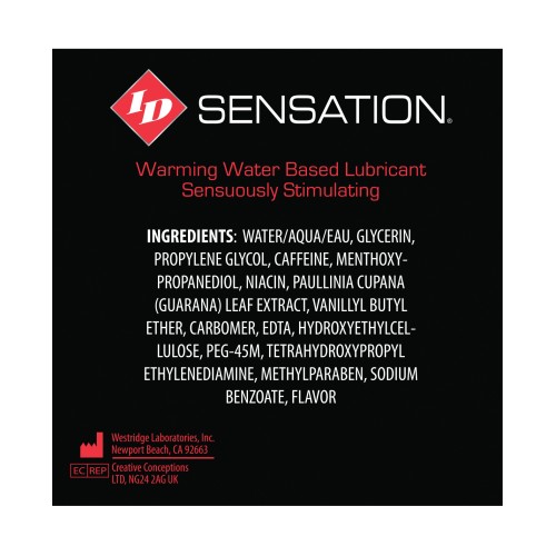 ID Sensation Waterbased Warming Lubricant 4.4 oz