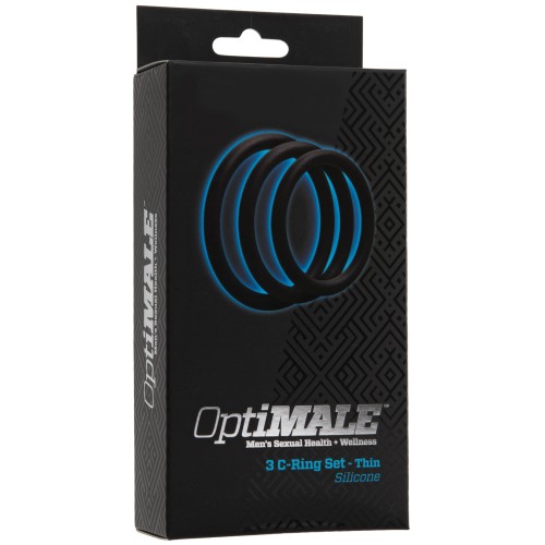 Kit de Anillos OptiMale Thin - Negro - Mejora Tu Placer