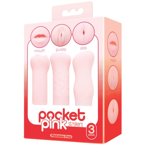 Strokers Pocket Pink de Icon Brands - Paquete de 3