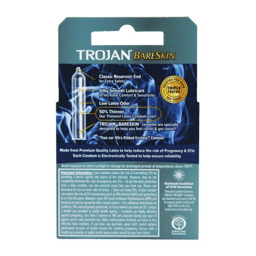 Trojan Bareskin Condoms Box of 3