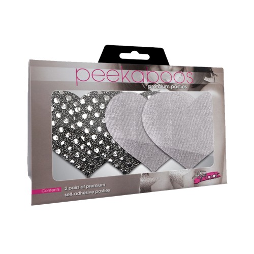 Dark Angel Hearts Silver Pasties Pack of 2