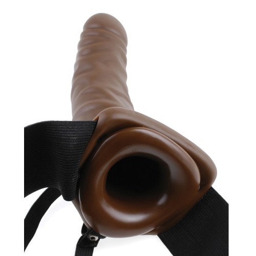 Fetish Fantasy 8" Arnes Vibrador Hueco - Marrón