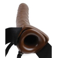 Fetish Fantasy 8" Vibrating Hollow Strap-On - Brown