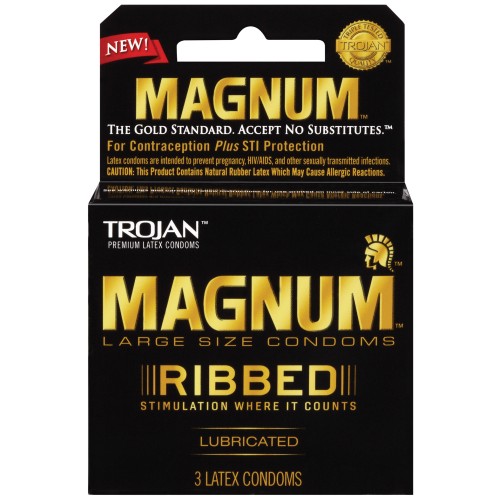 Trojan Magnum Ribbed Condoms for Enhanced Pleasure