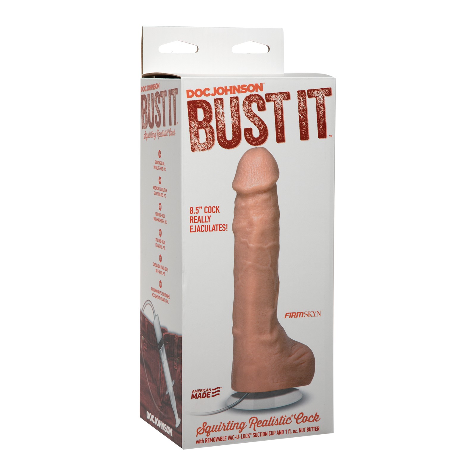 Bust It Squirting Realistic Cock with Nut Butter - Flesh