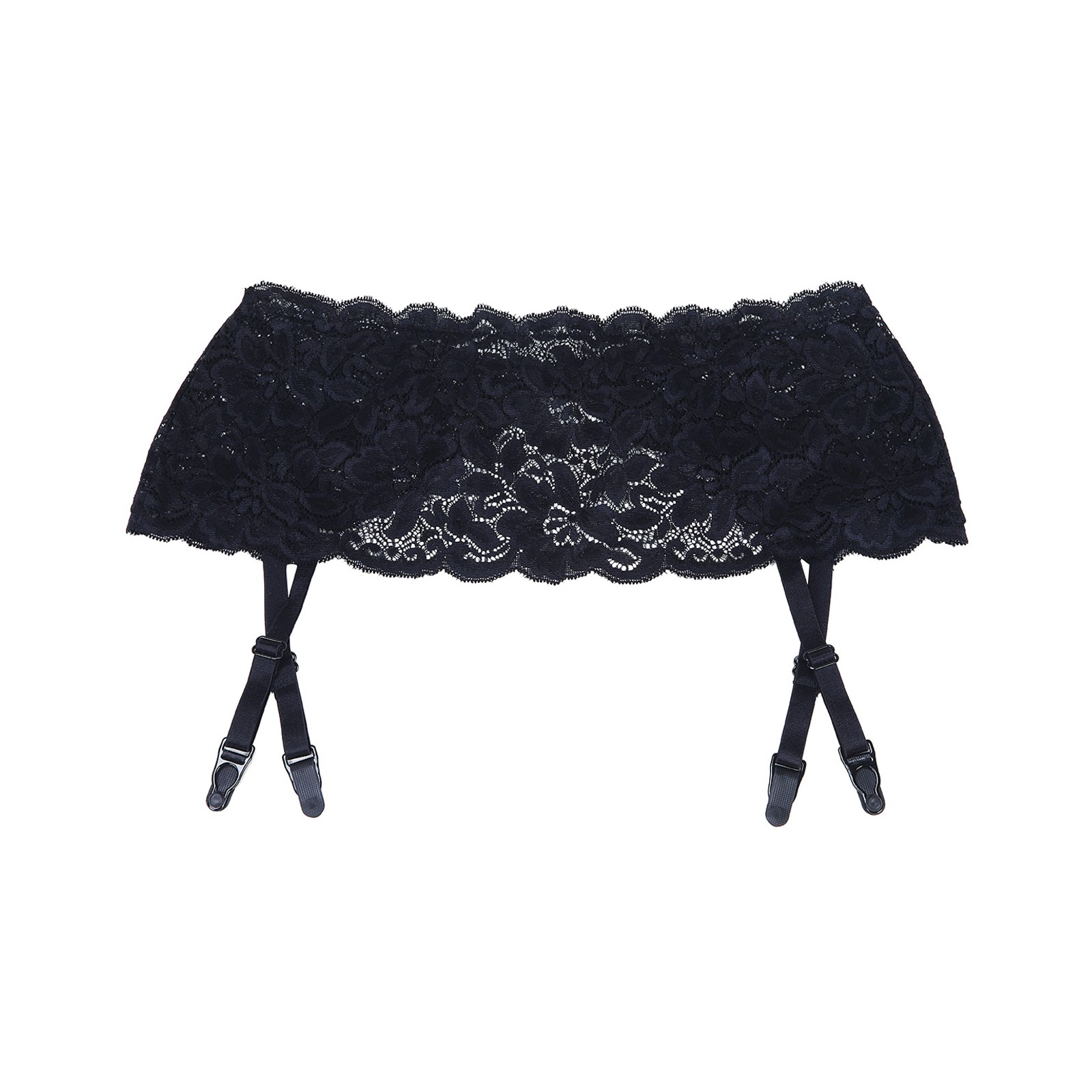 Stretch Lace Garter Belt Adjustable Garters Black