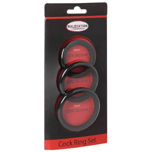 Set de Anillos para el Pene MALESATION Pack de 3 Negros