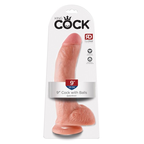 King Cock 9 Inch Dildo with Balls Flesh