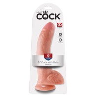 Dildo King Cock de 9 Pulgadas con Testículos Carne