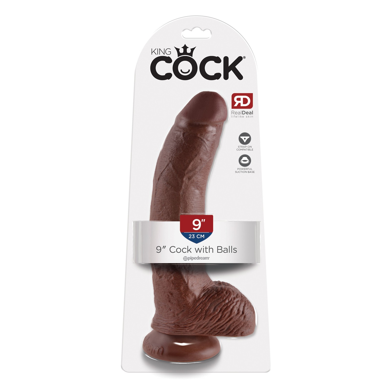 King Cock 9" Pene con Testículos - Marrón