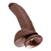 King Cock 9" Pene con Testículos - Marrón