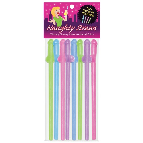 Glow in the Dark Penis Straws Pack of 8