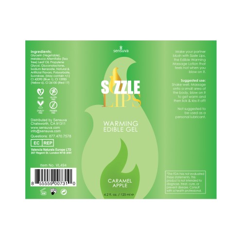 Gel Calentador Sizzle Lips - Botella de 4.2 oz Manzana Caramelizada