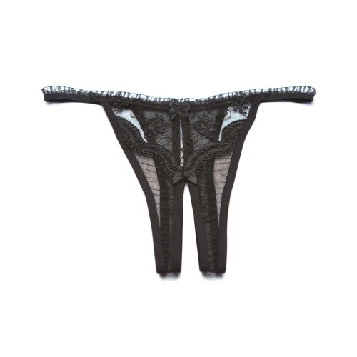 Tanga Crotchless de Bordado Escallopado Negro O/S