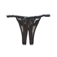 Tanga Crotchless de Bordado Escallopado Negro O/S