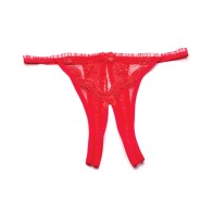 Red Scalloped Crotchless Panty for Enthralling Elegance