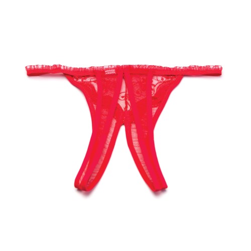 Red Scalloped Crotchless Panty for Enthralling Elegance