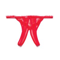 Red Scalloped Crotchless Panty for Enthralling Elegance