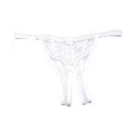 Tanga Crotchless con Bordado de Conchas - Blanco