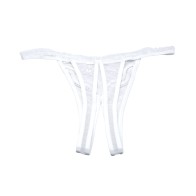 Tanga Crotchless con Bordado de Conchas - Blanco