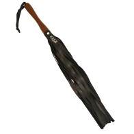 Rouge Leather Flogger with Wooden Handle - Black