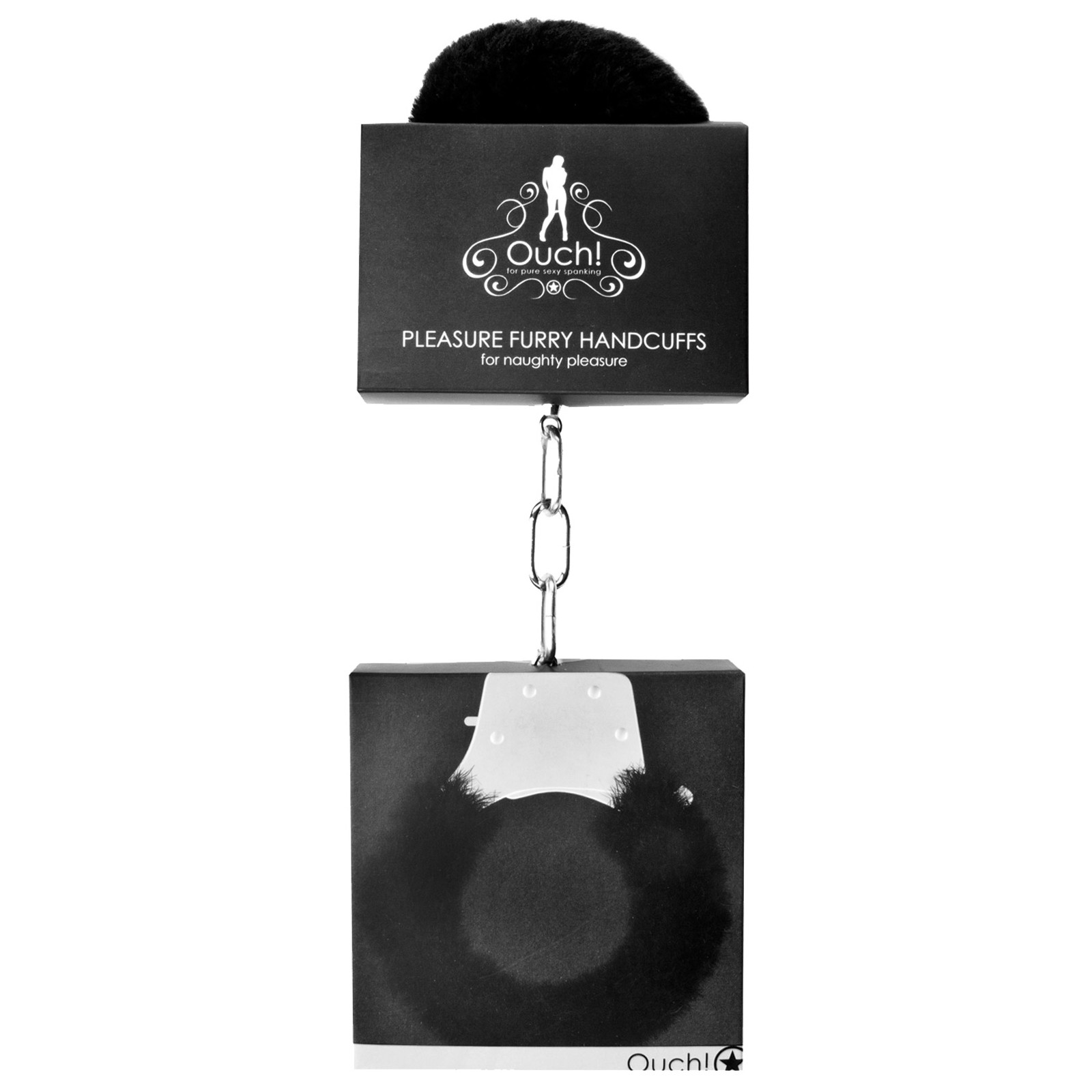 Shots Ouch Furry Pleasure Handcuffs Black - Playful Bondage Fun