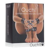 Grilletes de Cuero Ouch! para Manos y Piernas Negros - Restricción Definitiva