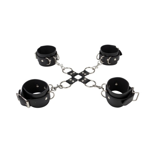 Ouch Leather Hand & Leg Cuffs Black - Ultimate Restraint