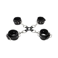 Ouch Leather Hand & Leg Cuffs Black - Ultimate Restraint