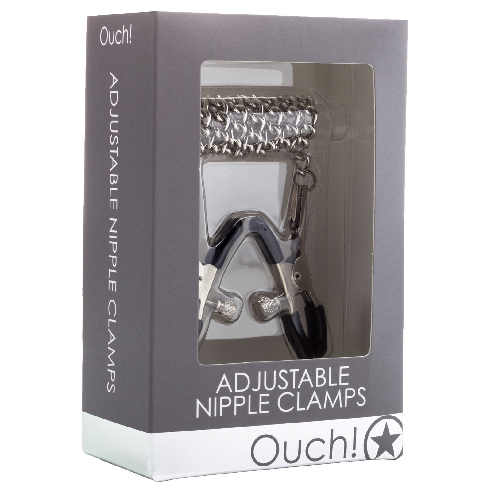 Shots Ouch Adjustable Nipple Clamps with Chain - Metal