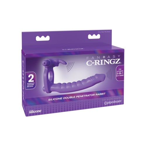 Fantasy C-Ringz Silicone Double Penetrator Rabbit Purple