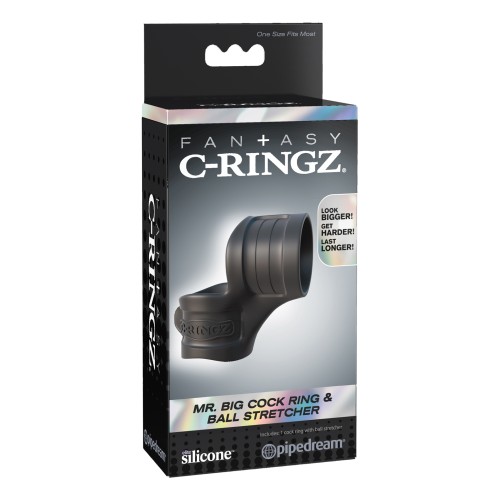 Mr. Big Cock Ring & Ball Stretcher Black