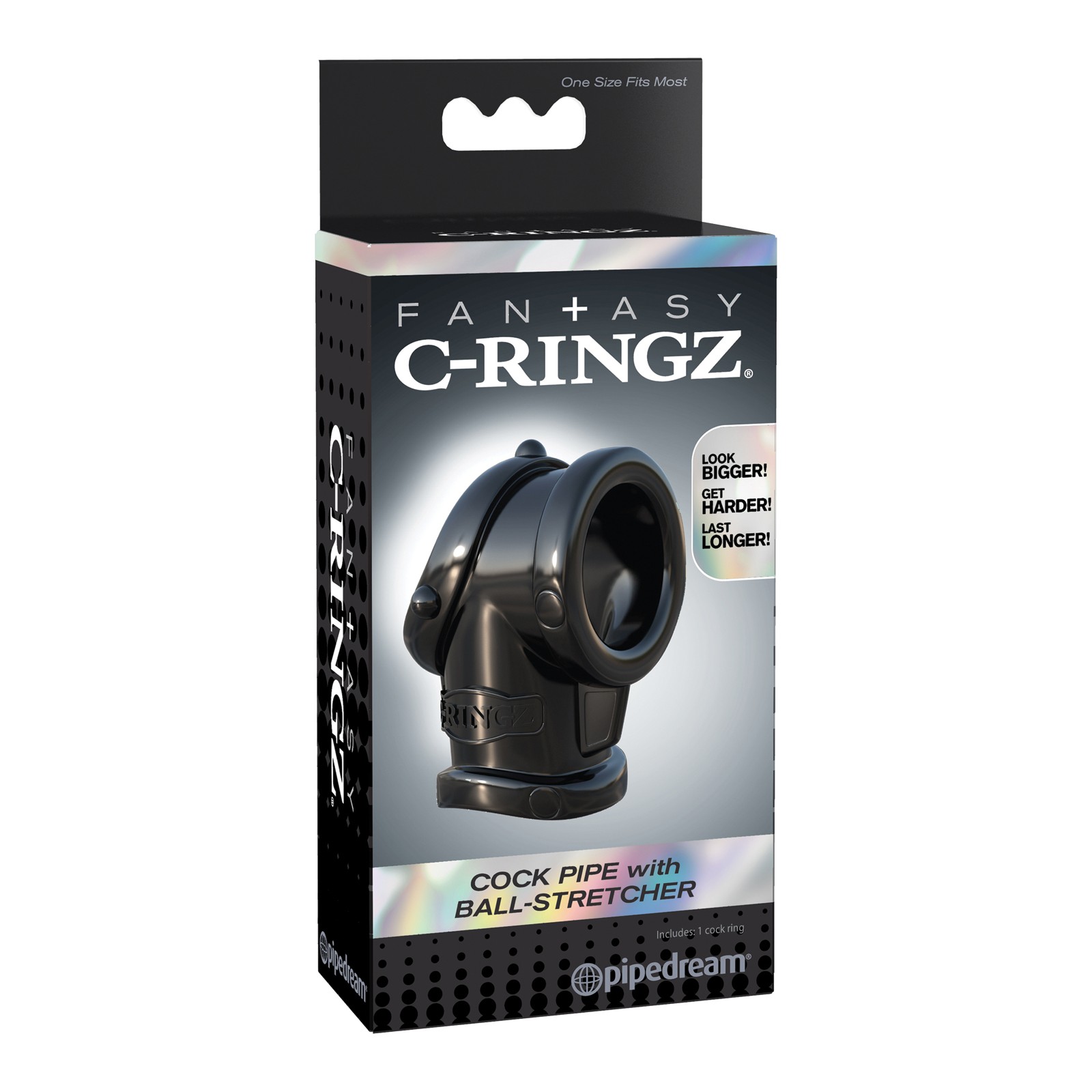 C-Ringz Fantasy Cock Pipe with Ball Stretcher Black