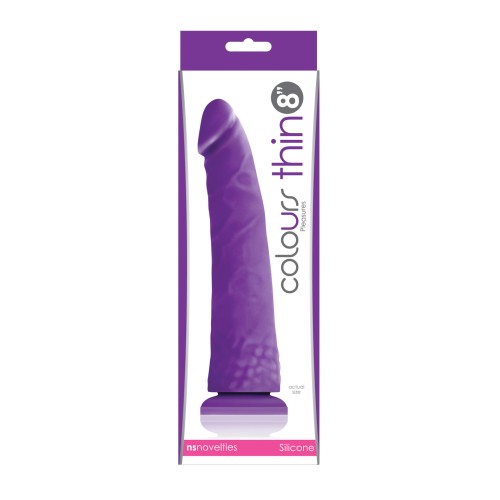 Colours Pleasures Thin 8 Inch Dildo Purple for G-spot Stimulation