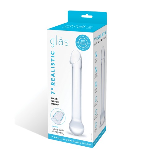 Glass Realistic Head Dildo Clear