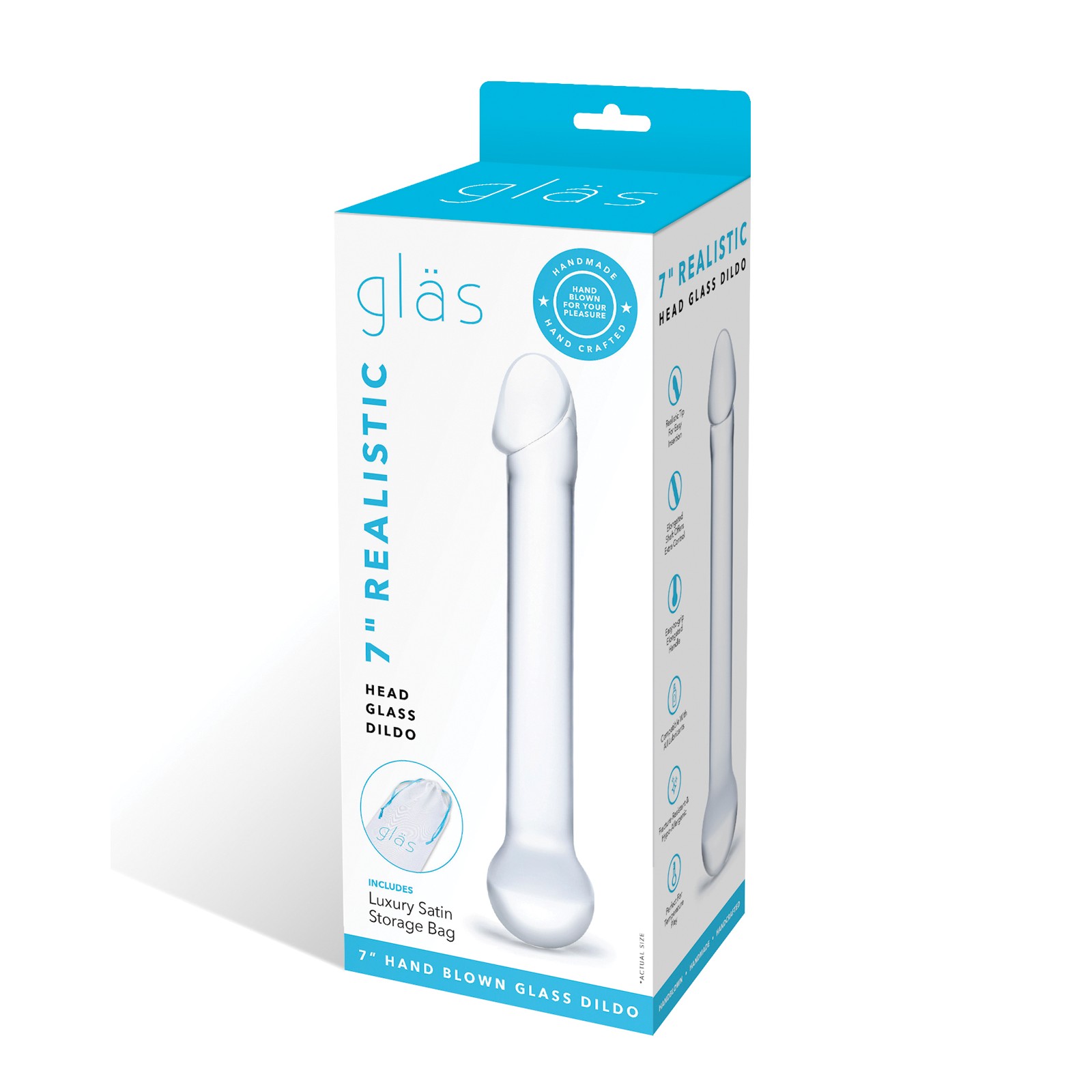 Glass Realistic Head Dildo Clear